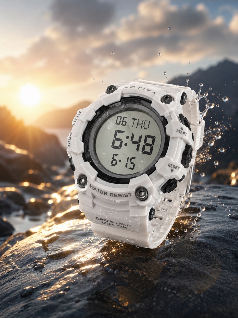 Activa White Digital Sports Smartwatch - Water Resistant